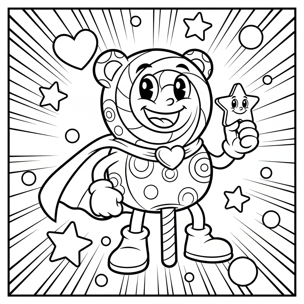 Candy coloring page for everyone - Comic Book style
