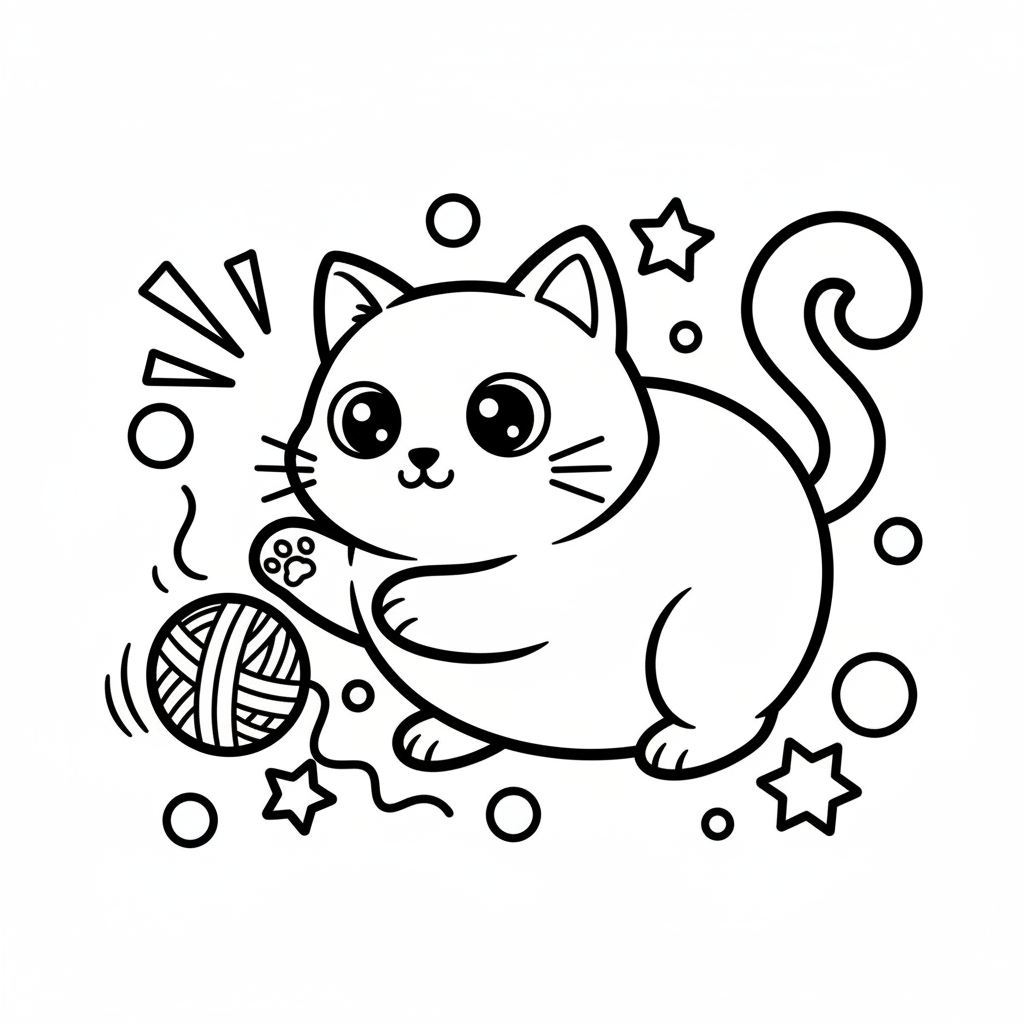 Cat coloring page for everyone - Comic Book style