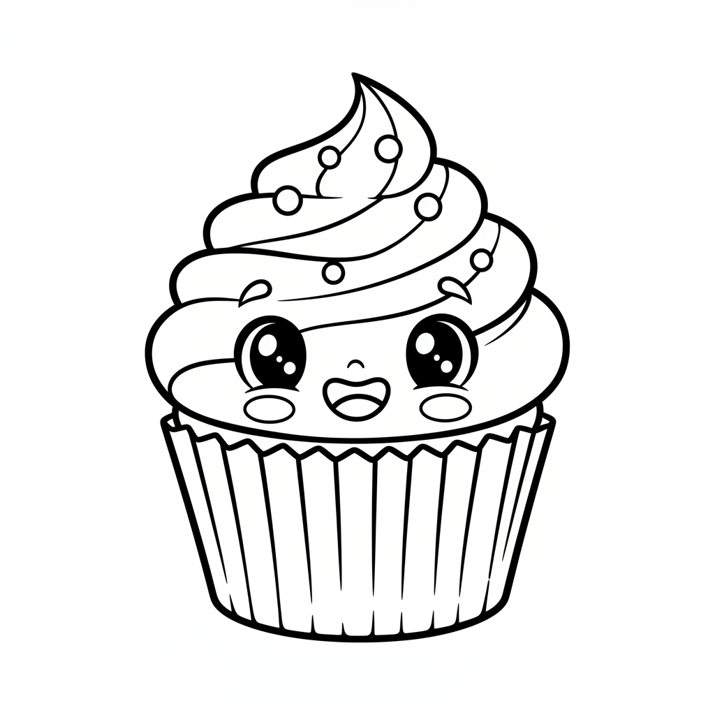 Cupcake coloring page for everyone - Comic Book style