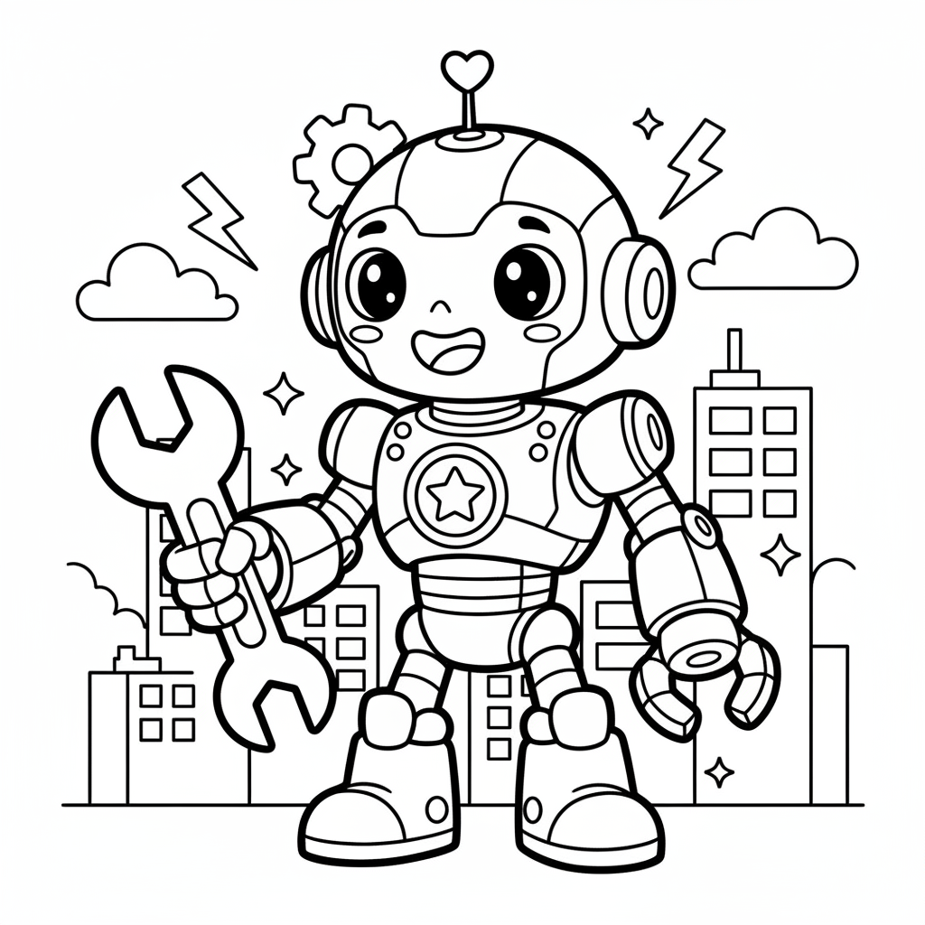 Cyborg coloring page for everyone - Comic Book style
