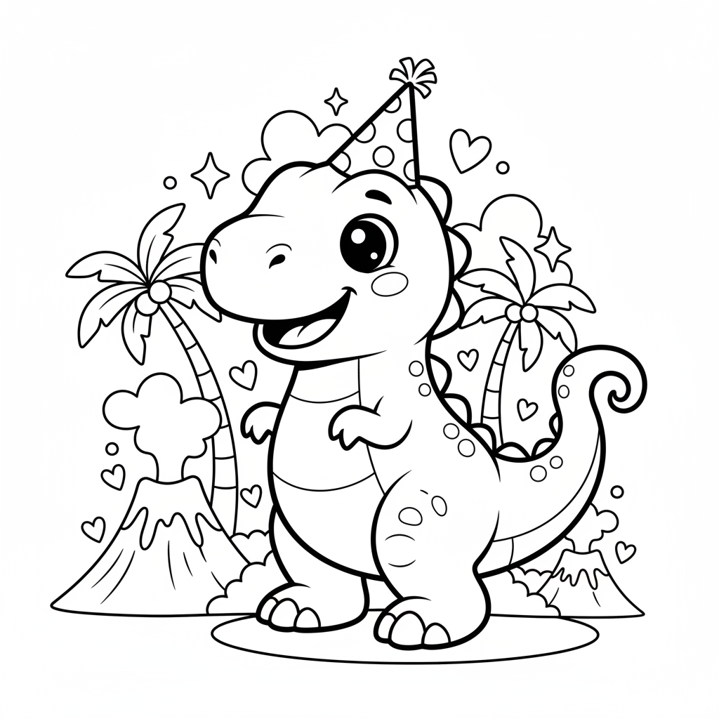 Dinosaur coloring page for everyone - Comic Book style