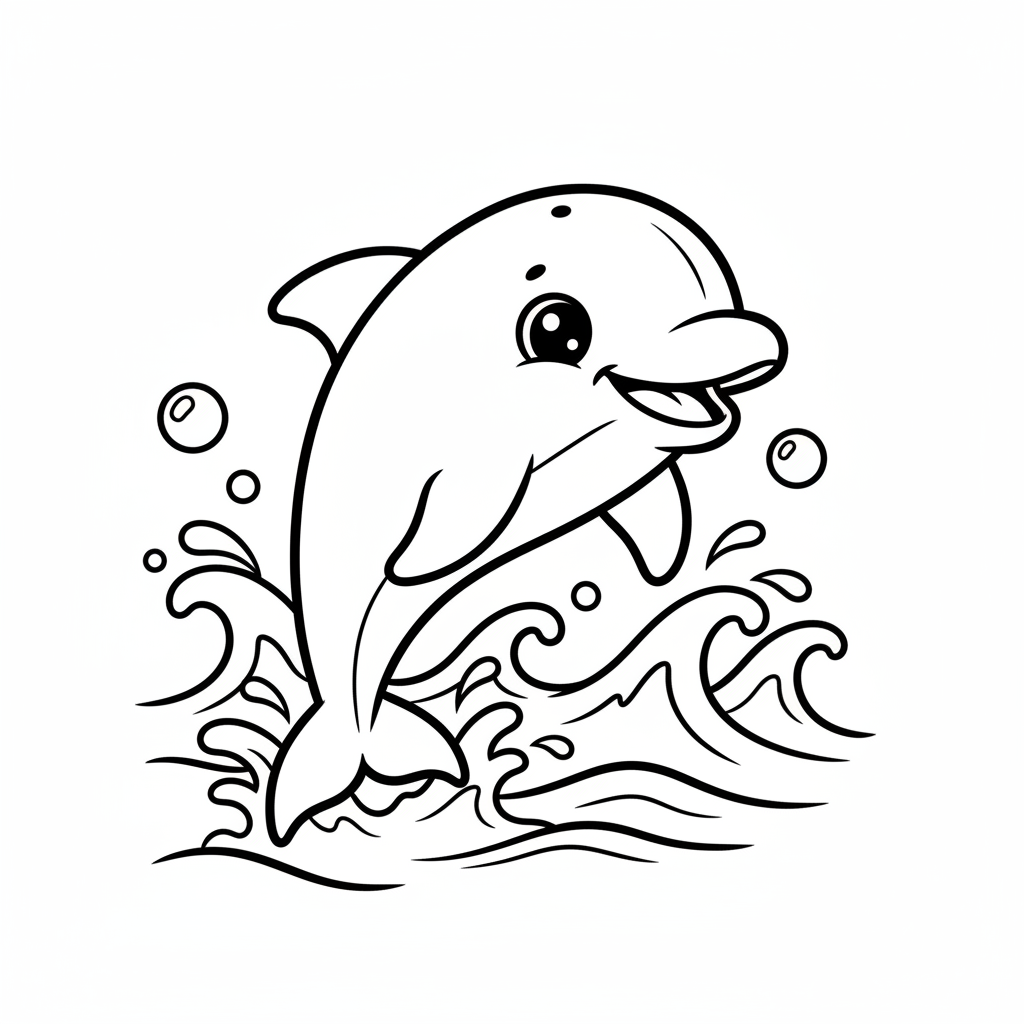 Dolphin coloring page for everyone - Comic Book style