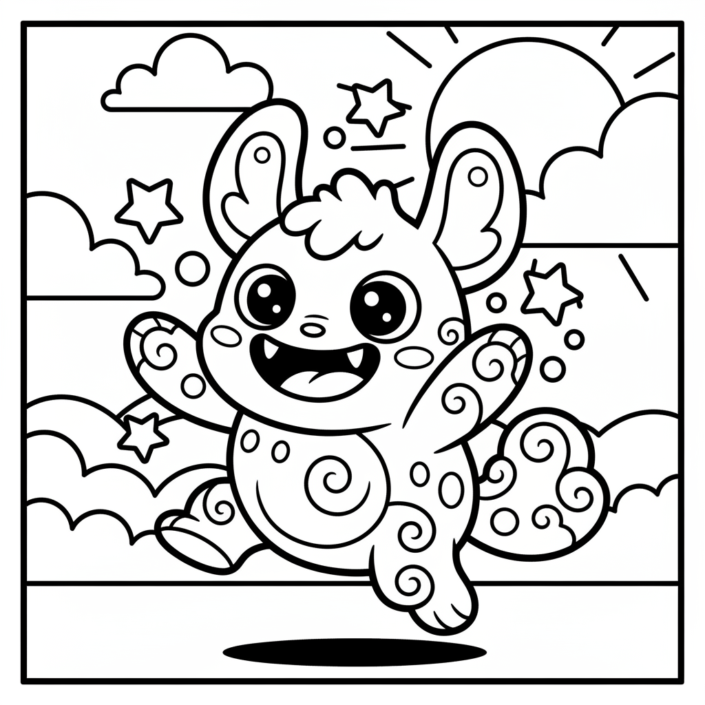 Doodle coloring page for everyone - Comic Book style