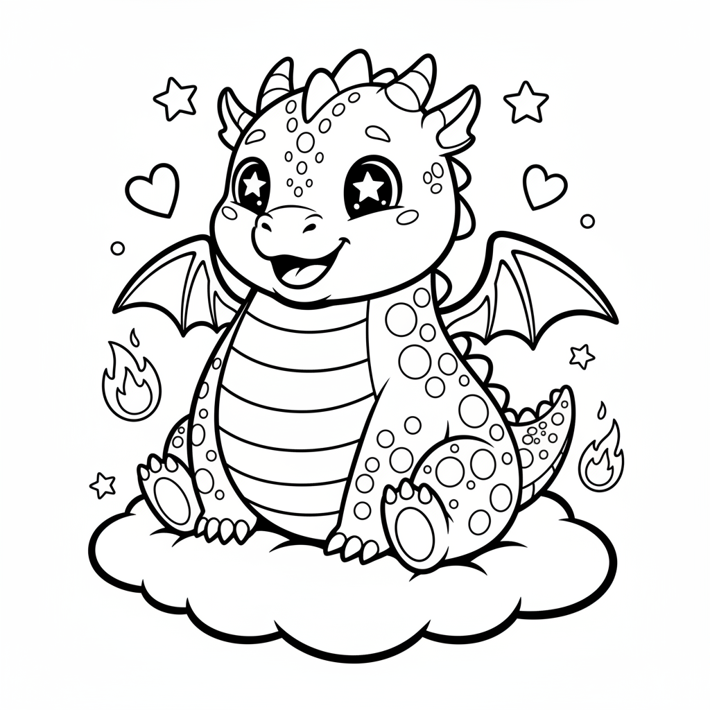 Dragon coloring page for everyone - Comic Book style