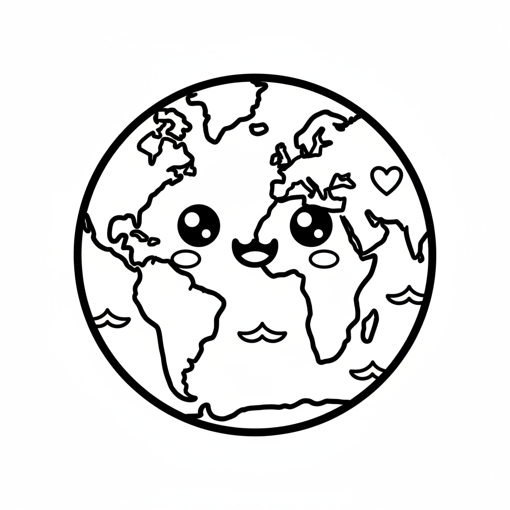 Earth coloring page for everyone - Comic Book style