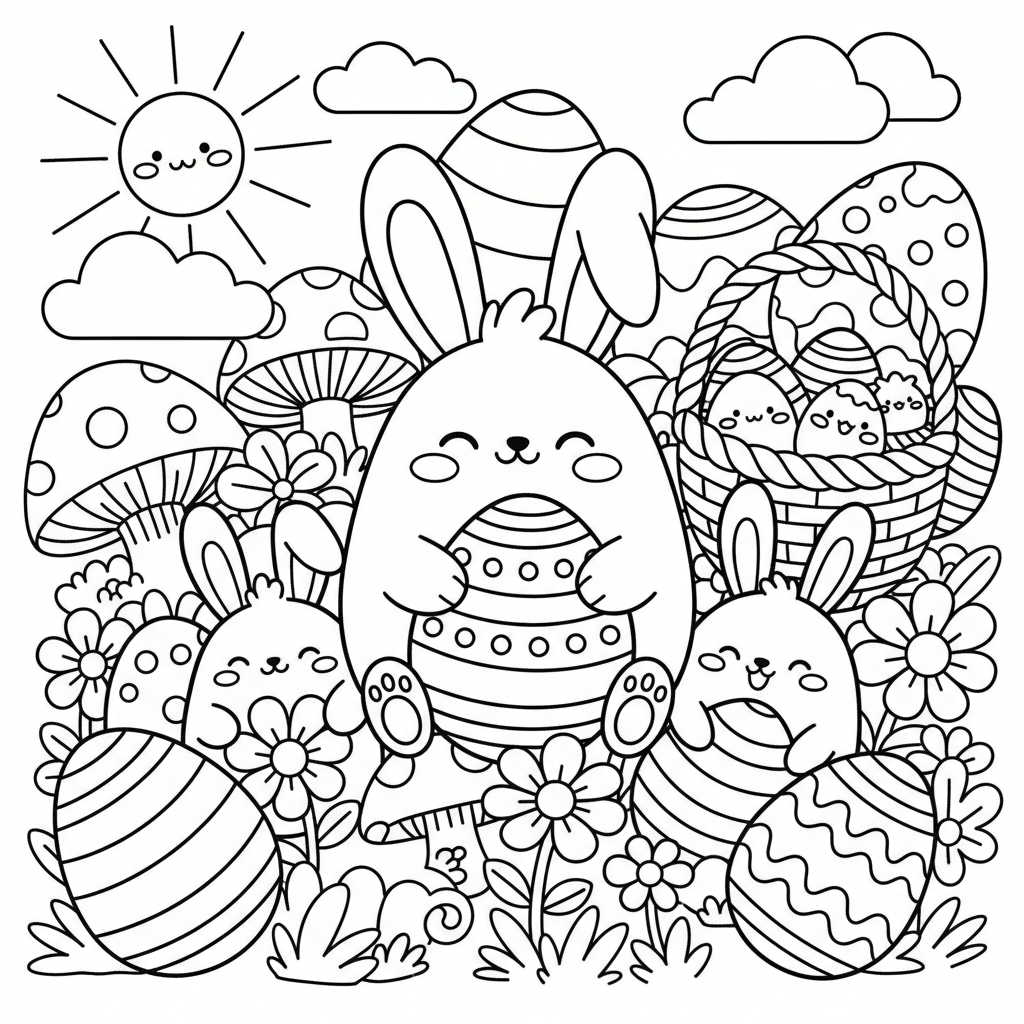 Easter coloring page for everyone - Comic Book style