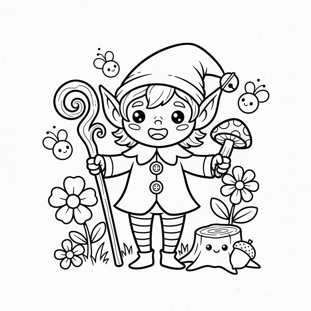 Elf coloring page for everyone - Comic Book style
