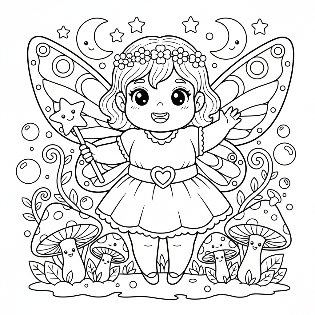Fairy coloring page for everyone - Comic Book style