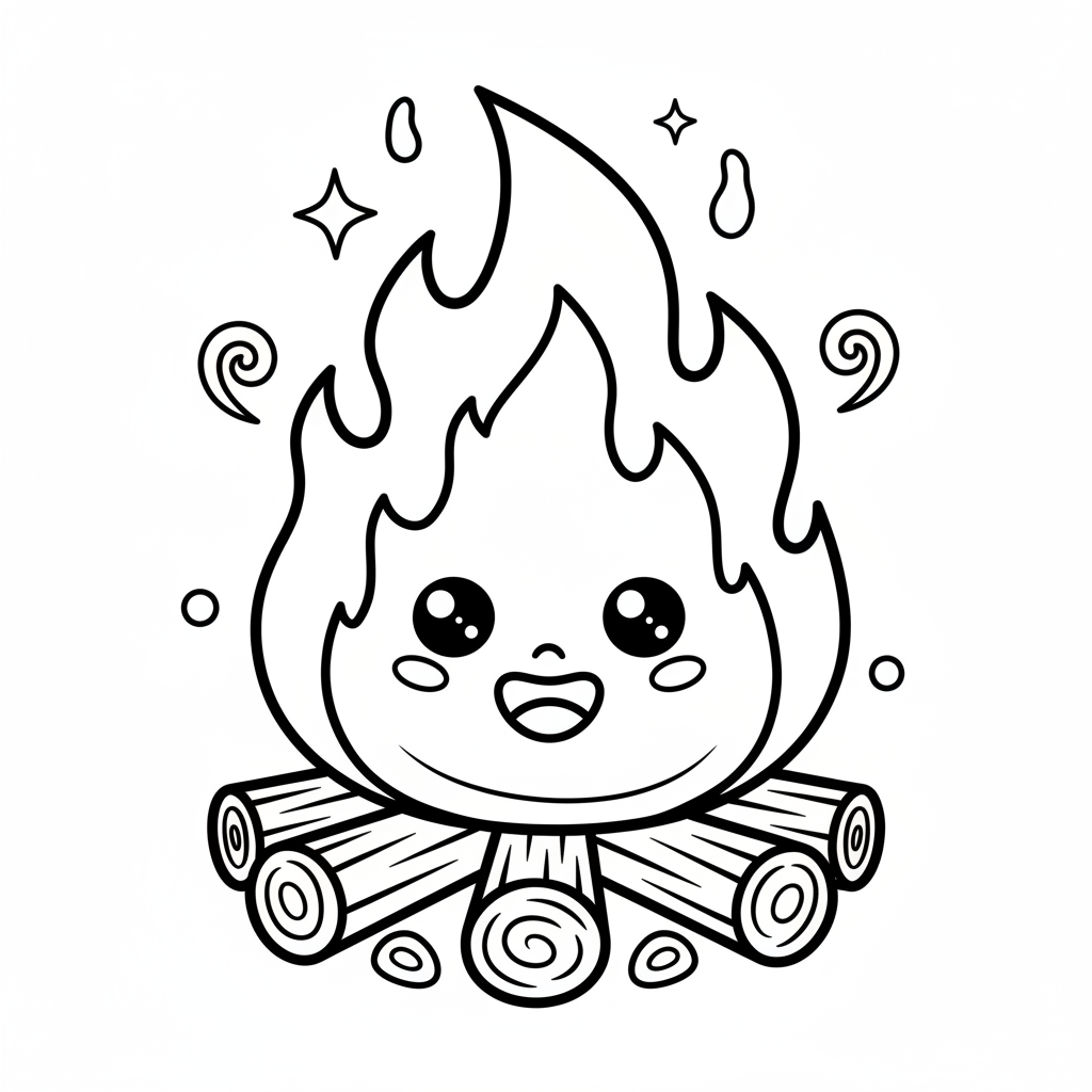 Fire coloring page for everyone - Comic Book style