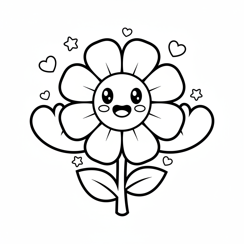 Flower coloring page for everyone - Comic Book style