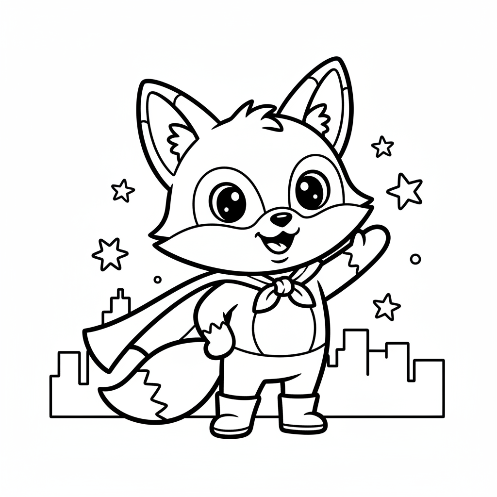 Fox coloring page for everyone - Comic Book style