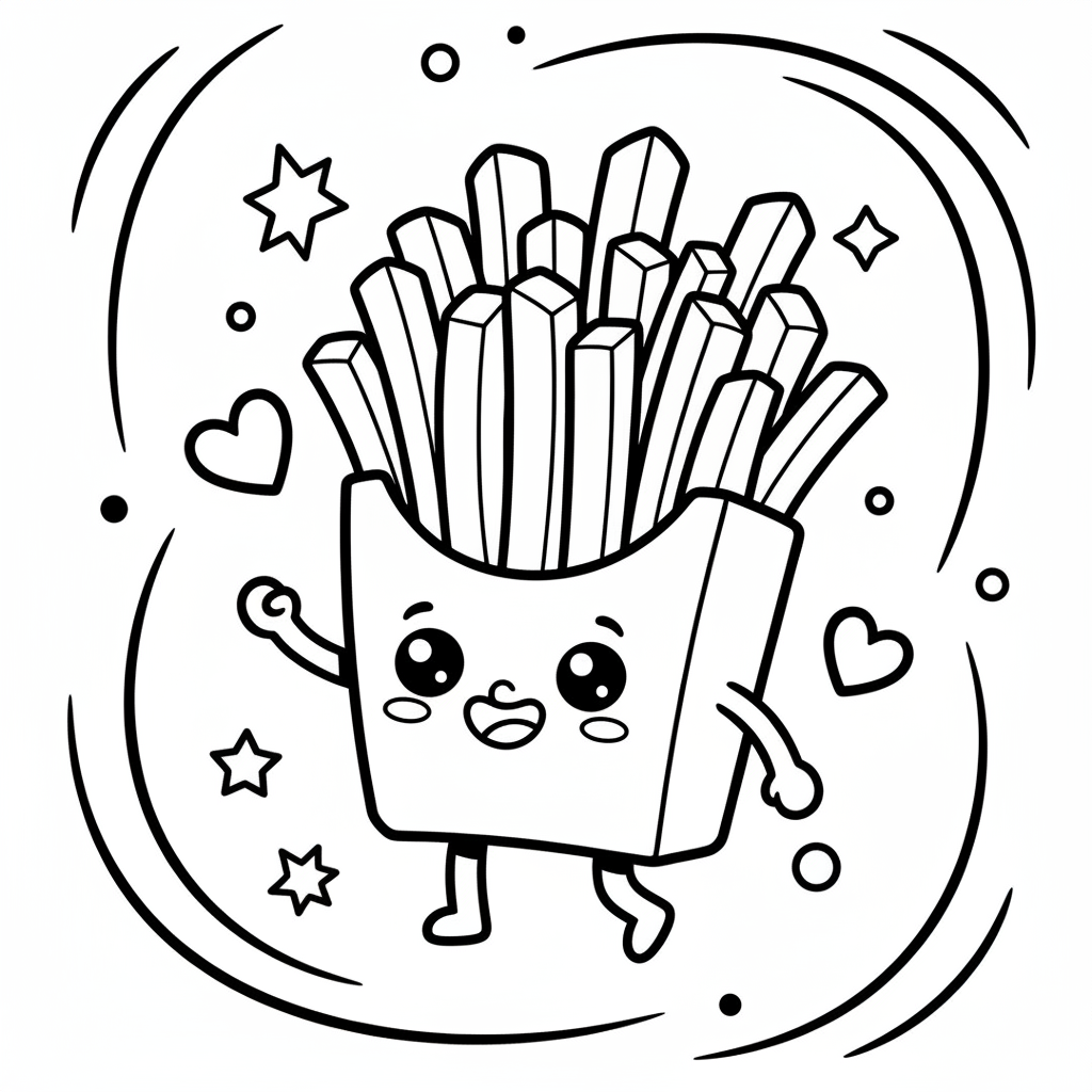 Fries coloring page for everyone - Comic Book style