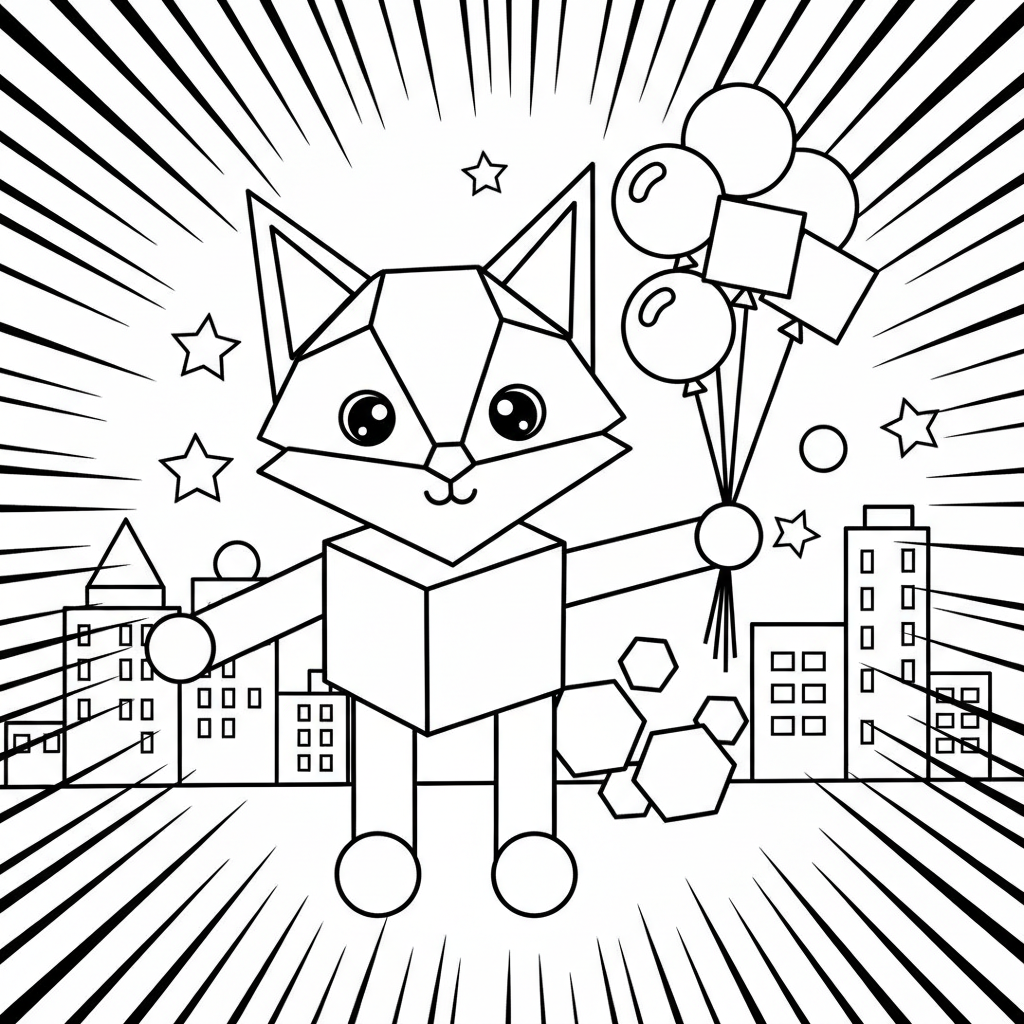 Geometric coloring page for everyone - Comic Book style