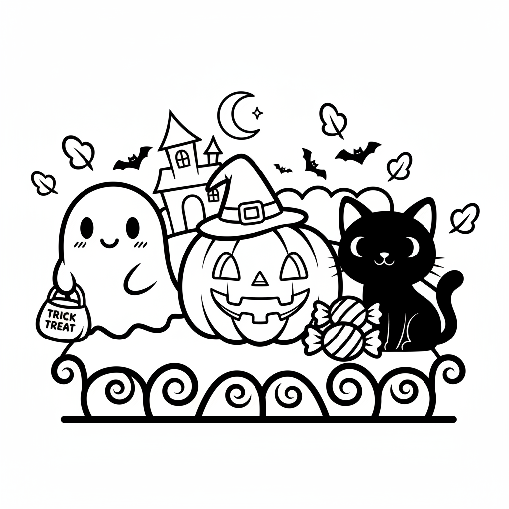 Halloween coloring page for everyone - Comic Book style
