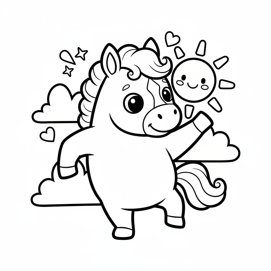 Horse coloring page for everyone - Comic Book style