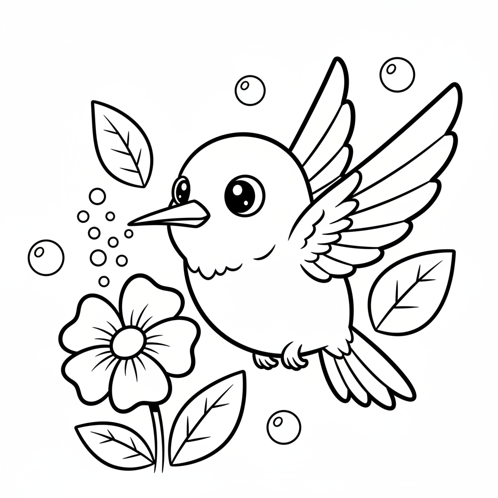 Hummingbird coloring page for everyone - Comic Book style