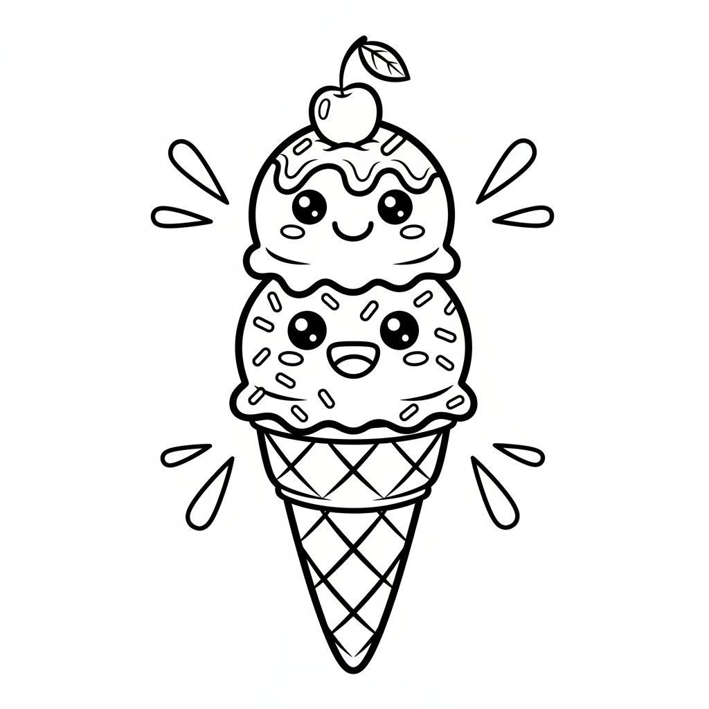 Ice Cream coloring page for everyone - Comic Book style
