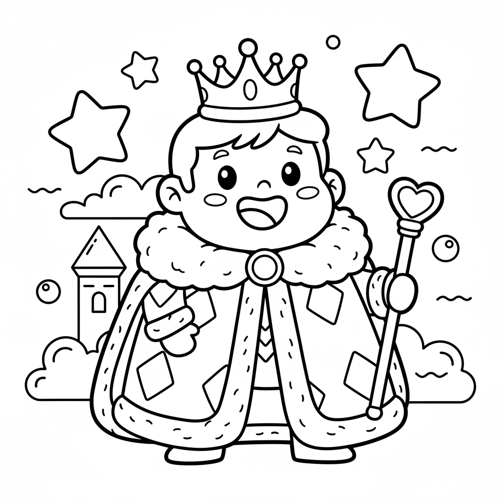 King coloring page for everyone - Comic Book style