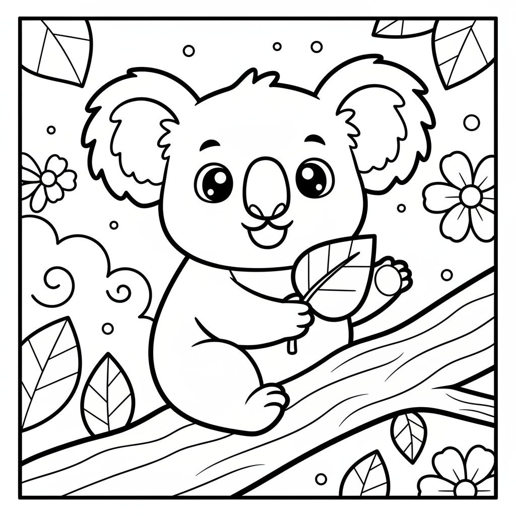 Koala coloring page for everyone - Comic Book style