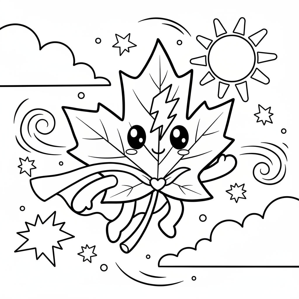 Leaf coloring page for everyone - Comic Book style