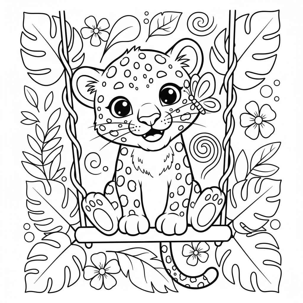 Leopard coloring page for everyone - Comic Book style