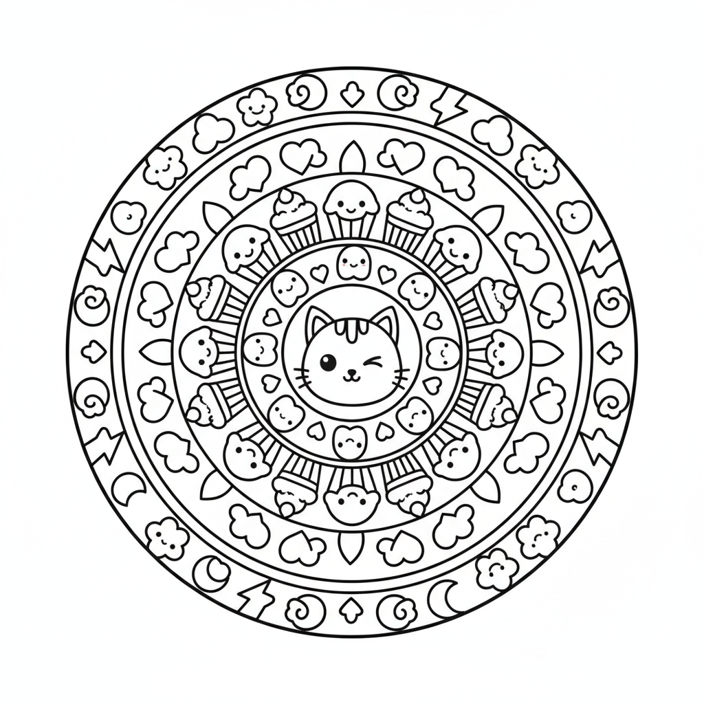 Mandala coloring page for everyone - Comic Book style