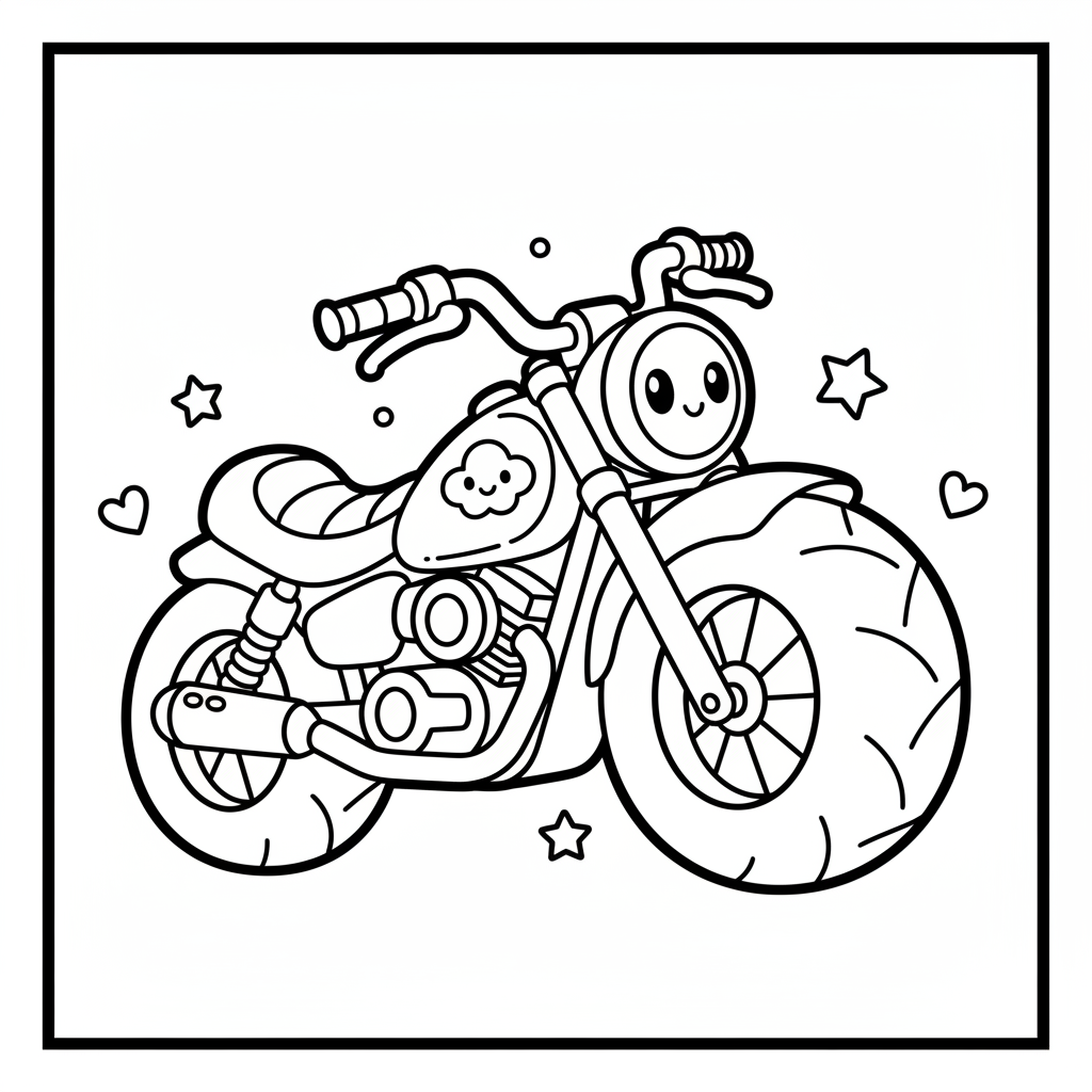Motorcycle coloring page for everyone - Comic Book style