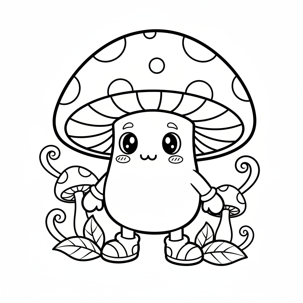Mushroom coloring page for everyone - Comic Book style