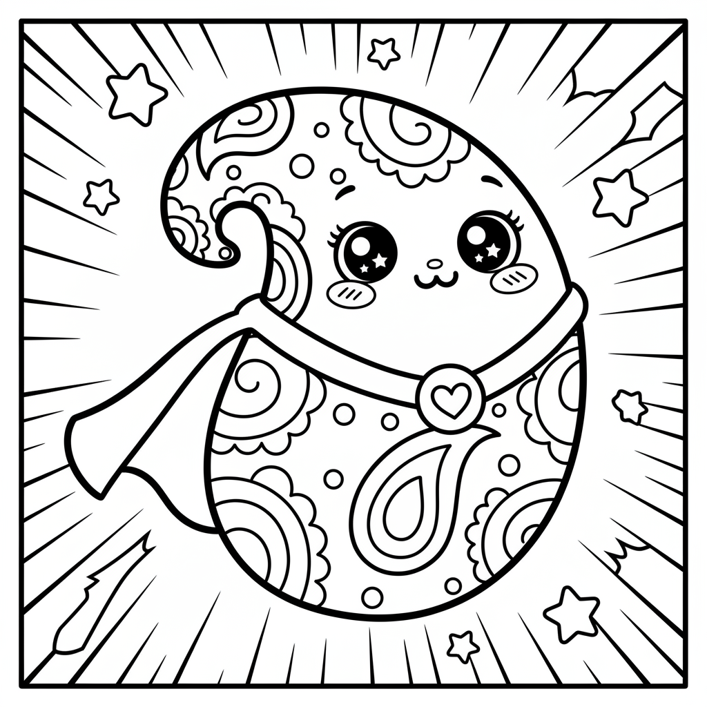 Paisley coloring page for everyone - Comic Book style