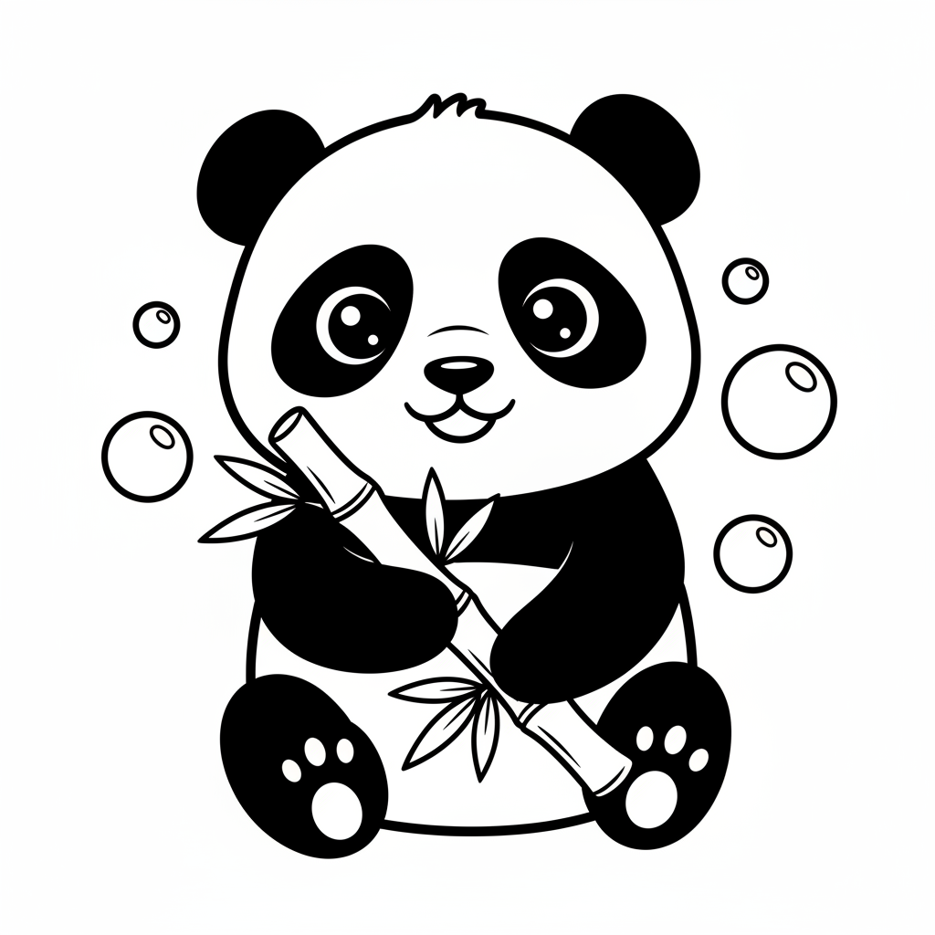 Panda coloring page for everyone - Comic Book style