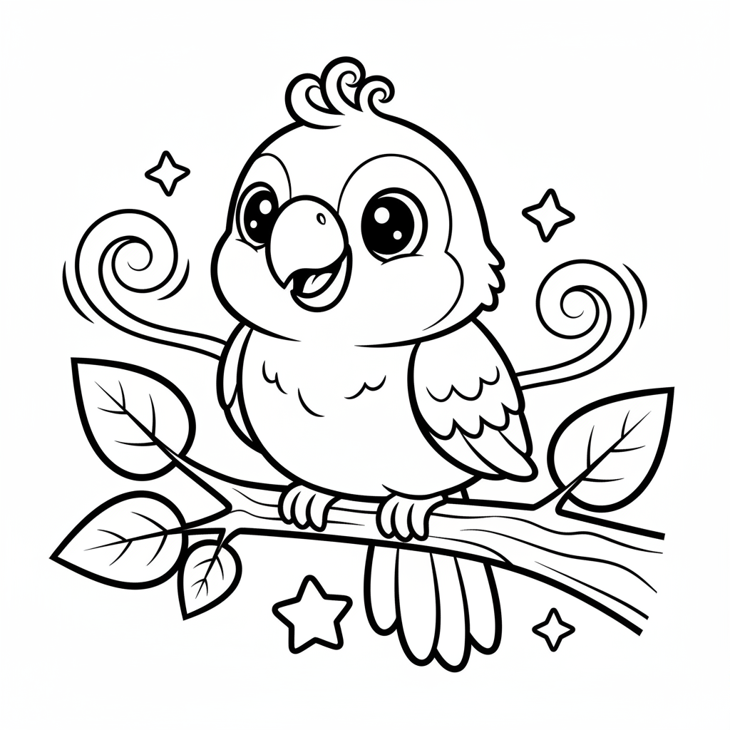 Parrot coloring page for everyone - Comic Book style