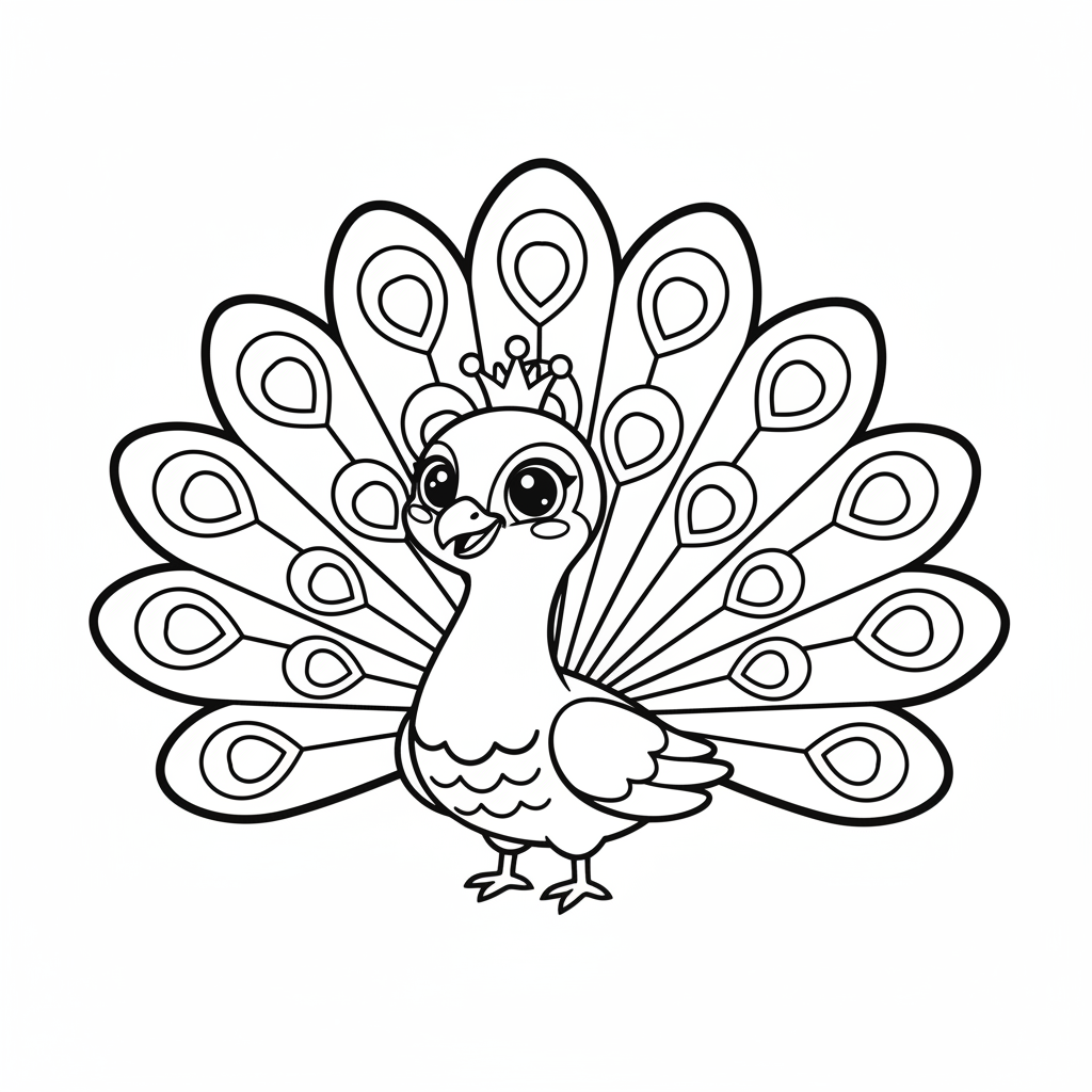 Peacock coloring page for everyone - Comic Book style