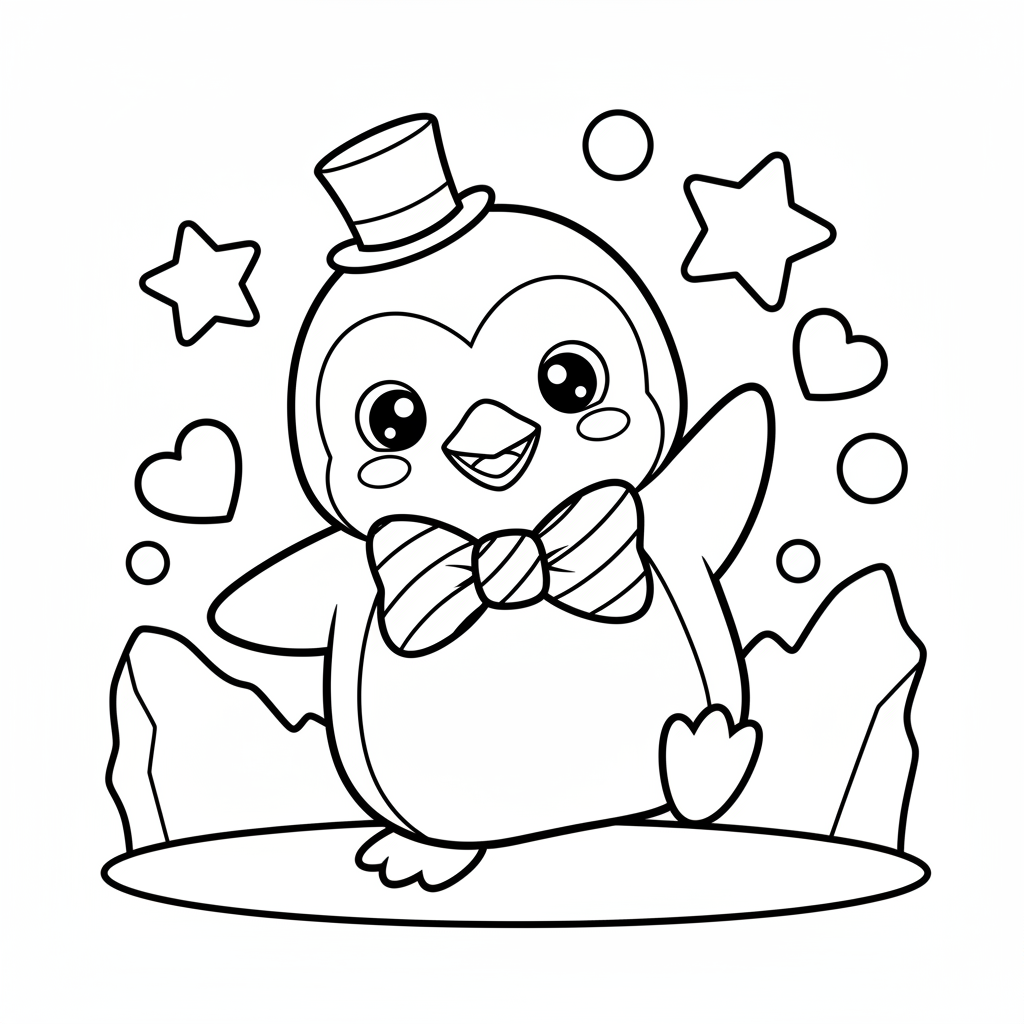 Penguin coloring page for everyone - Comic Book style