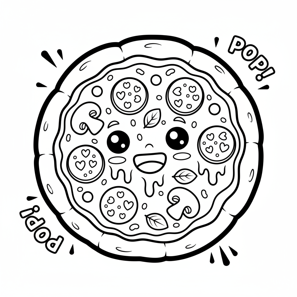 Pizza coloring page for everyone - Comic Book style