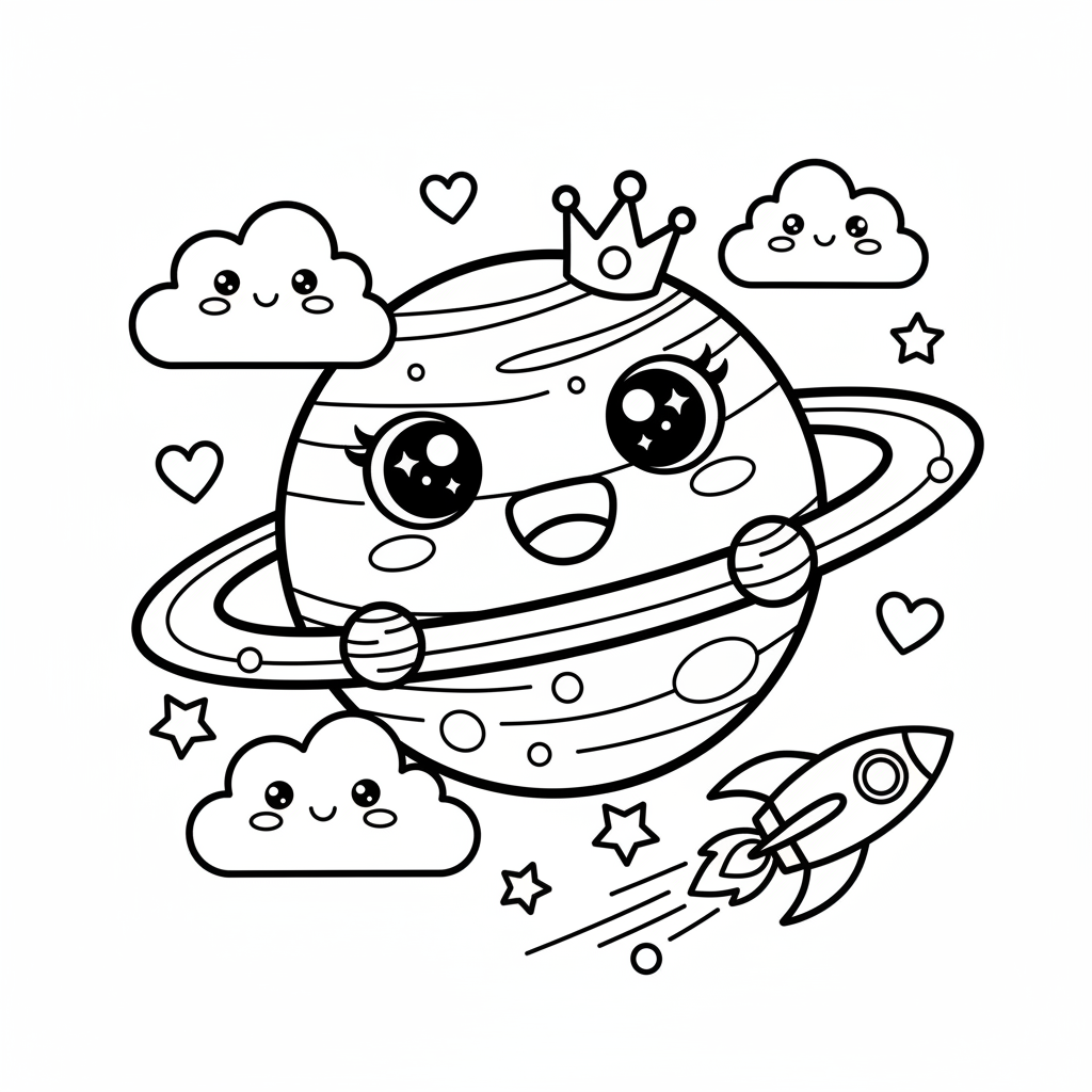 Planet coloring page for everyone - Comic Book style