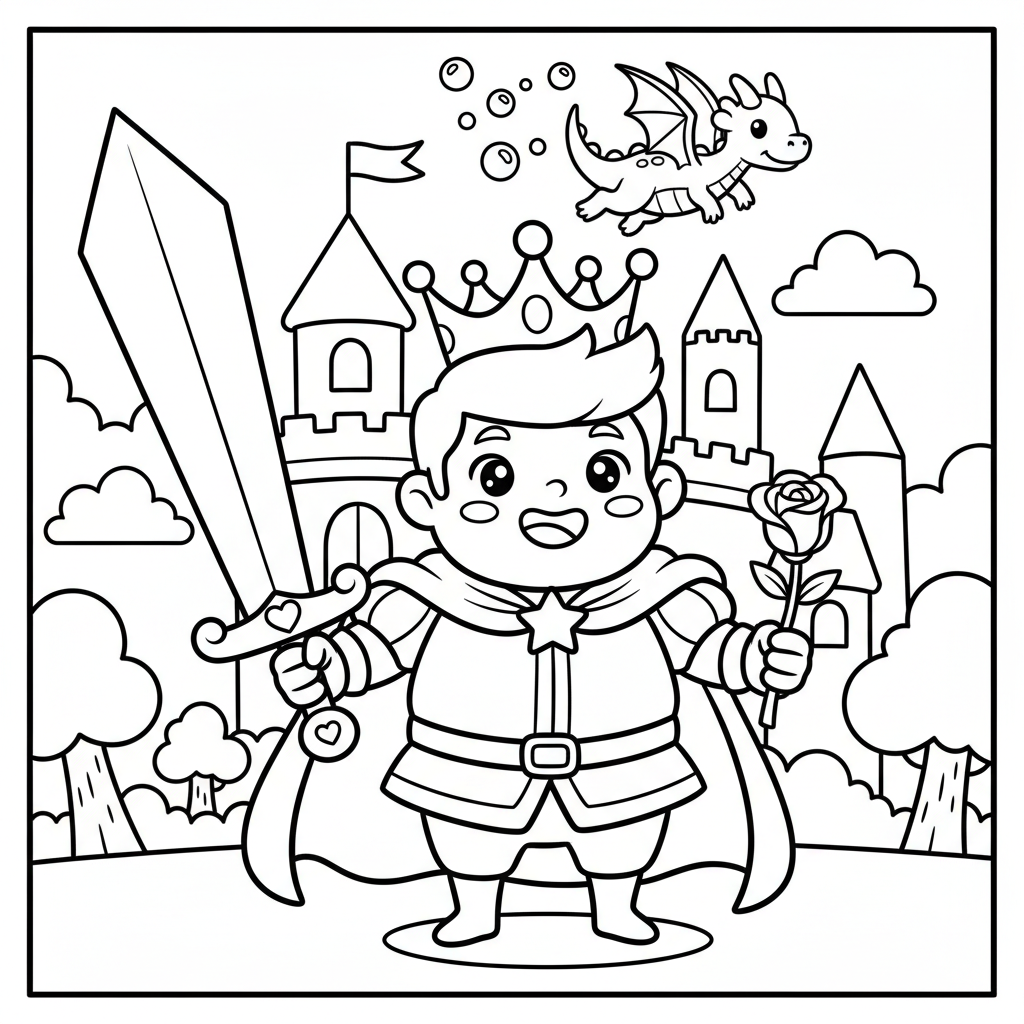 Prince coloring page for everyone - Comic Book style