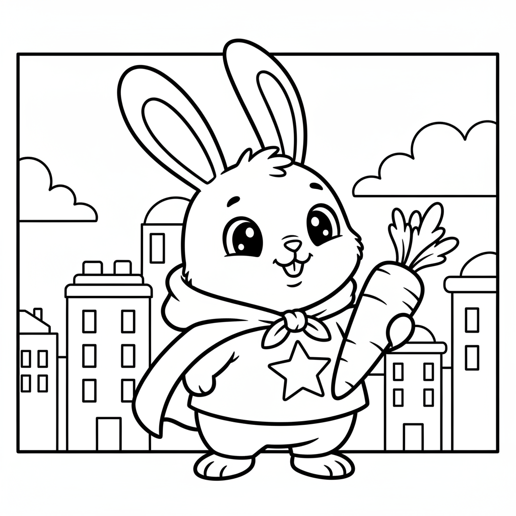 Rabbit coloring page for everyone - Comic Book style