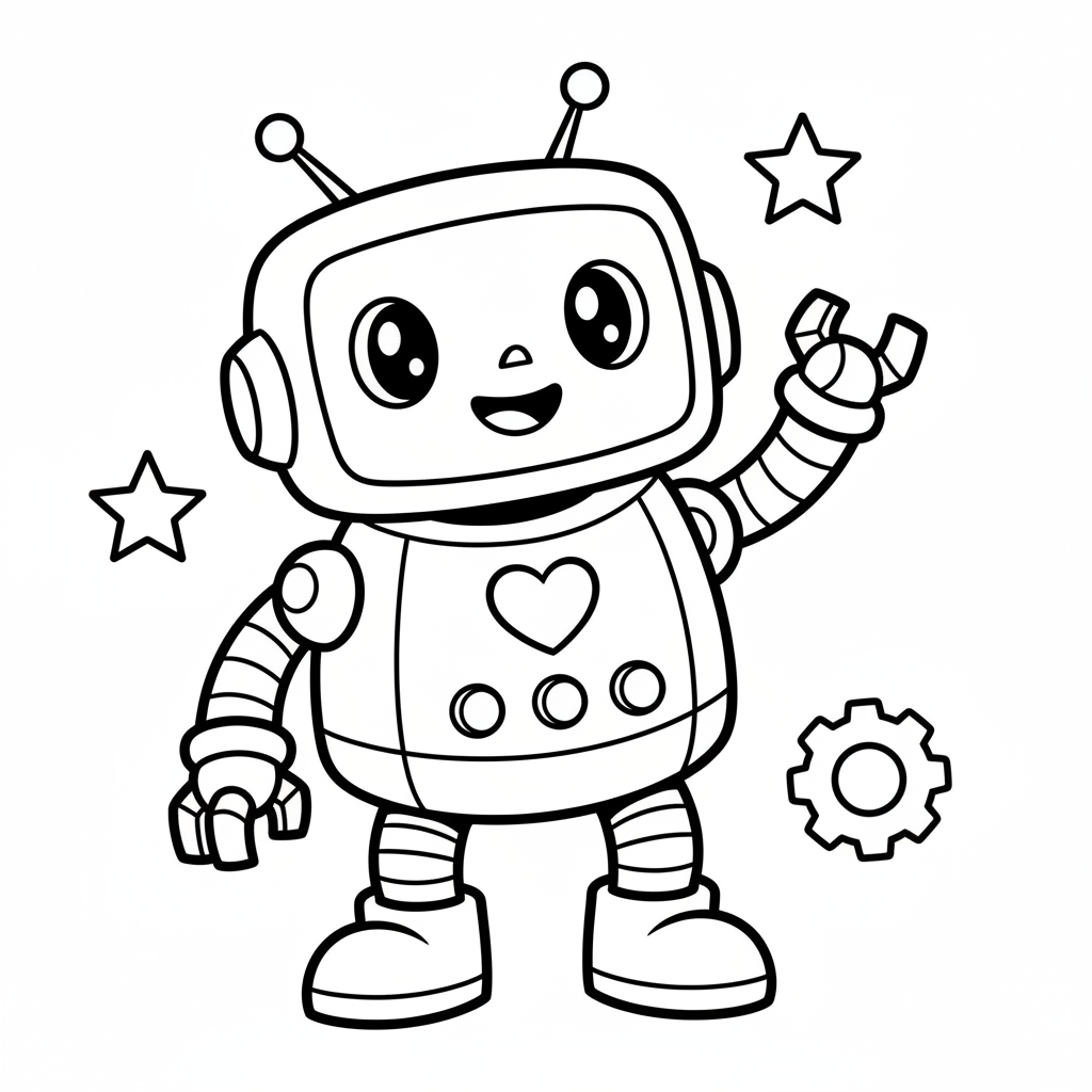 Robot coloring page for everyone - Comic Book style