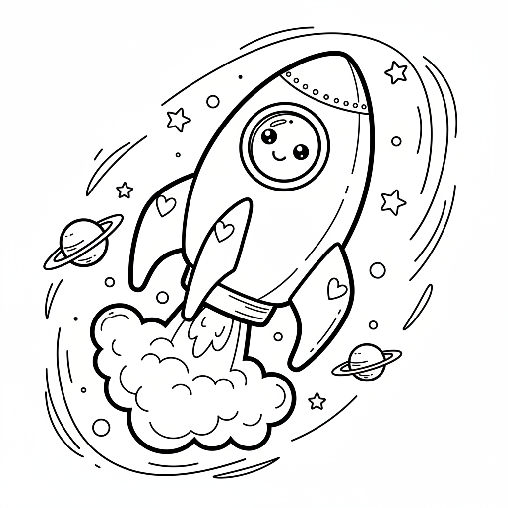 Rocket coloring page for everyone - Comic Book style