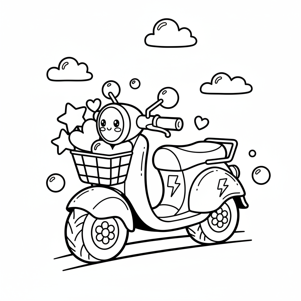 Scooter coloring page for everyone - Comic Book style