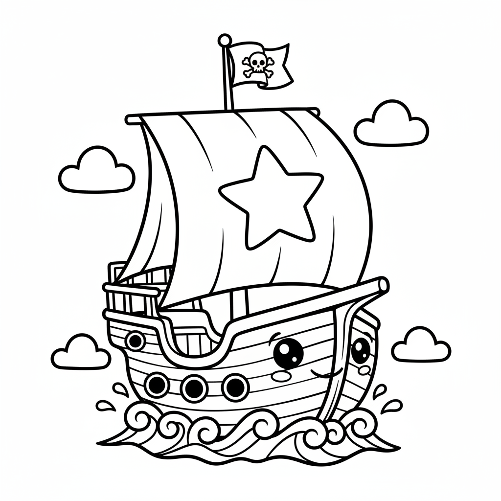 Ship coloring page for everyone - Comic Book style