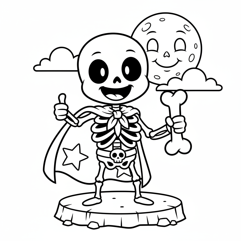 Skeleton coloring page for everyone - Comic Book style