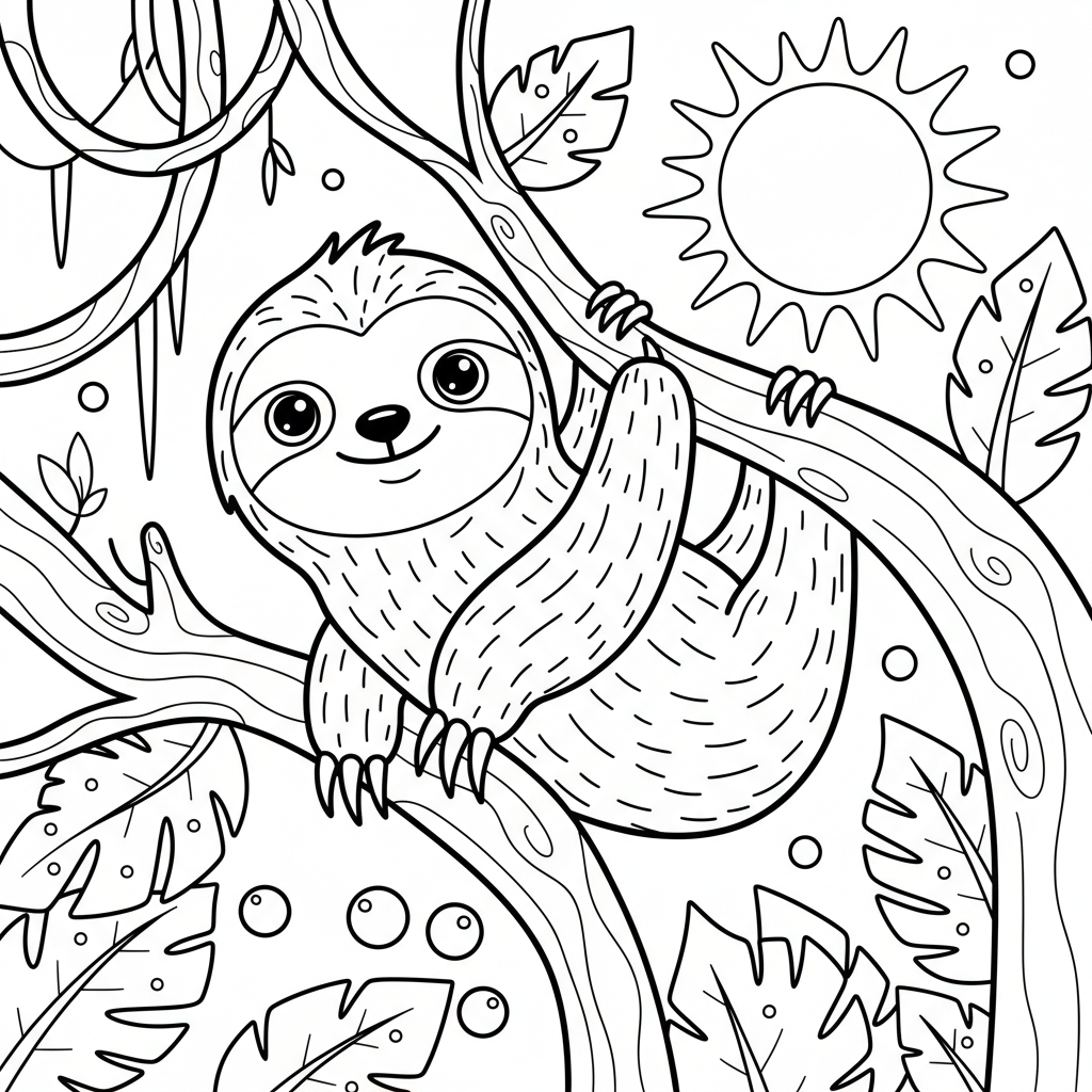 Sloth coloring page for everyone - Comic Book style