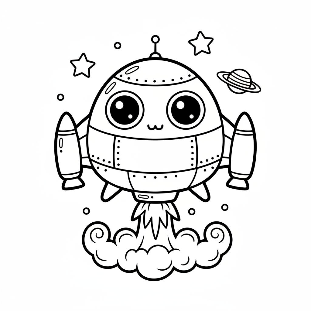 Spaceship coloring page for everyone - Comic Book style