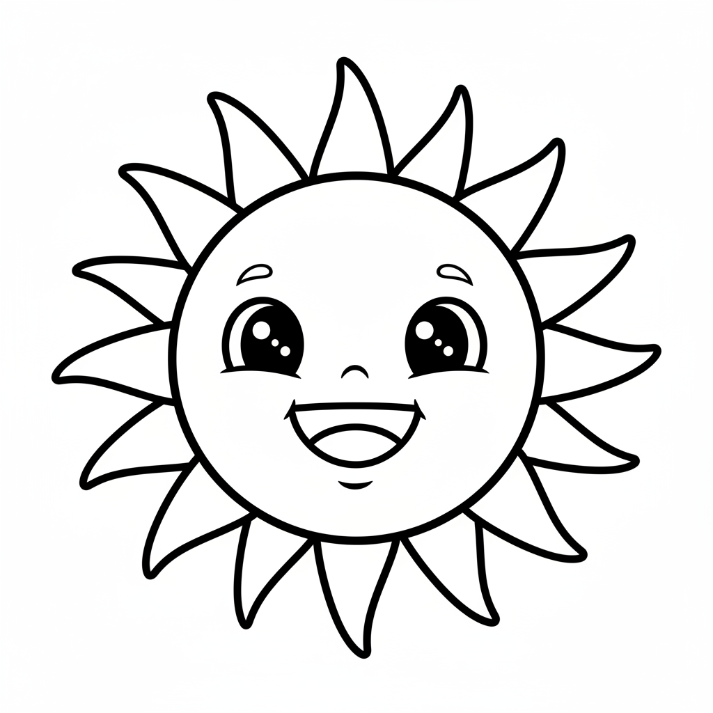 Sun coloring page for everyone - Comic Book style