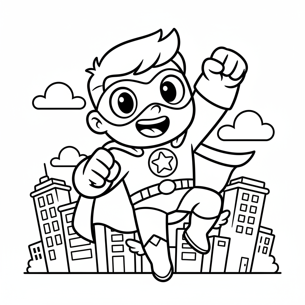 Superhero coloring page for everyone - Comic Book style