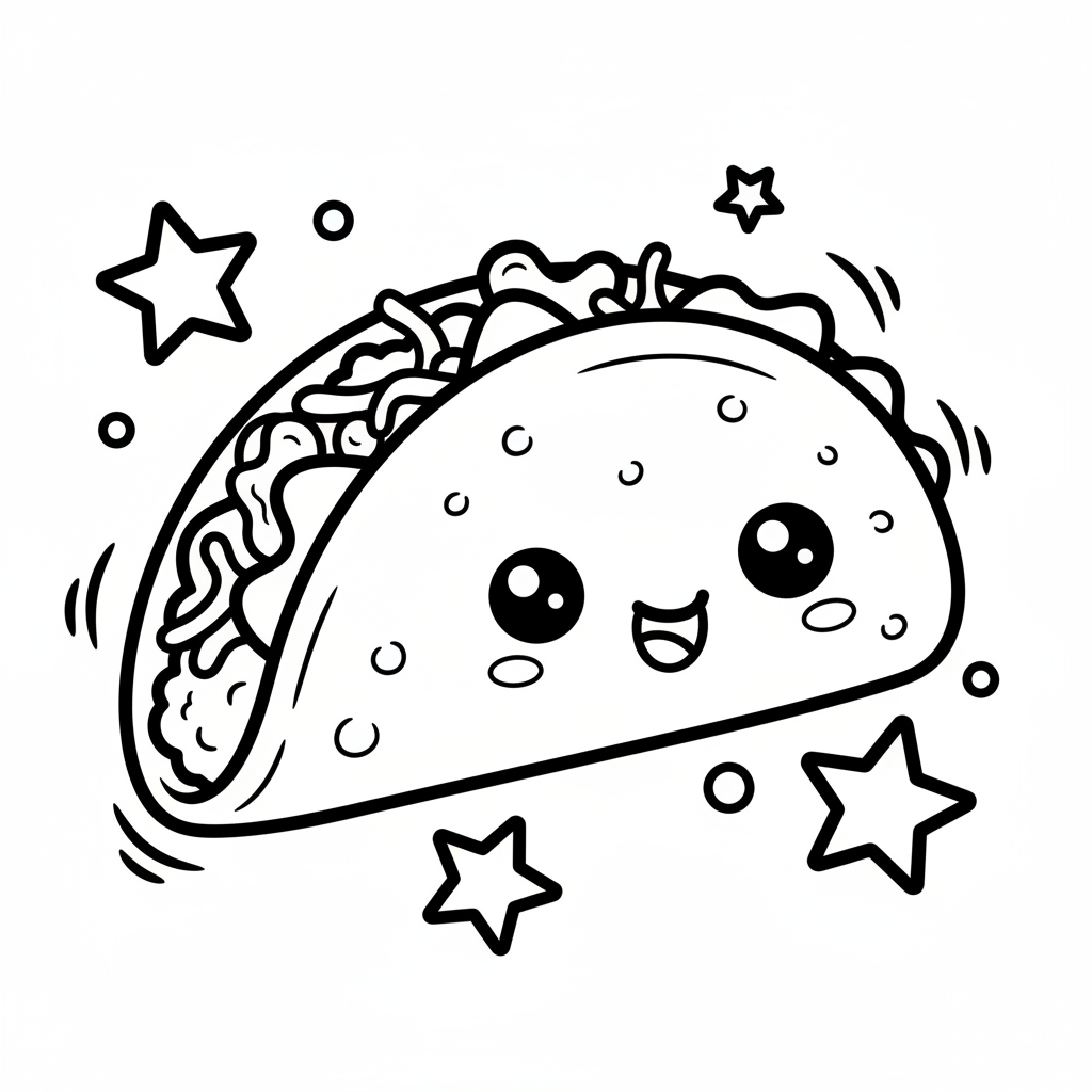 Taco coloring page for everyone - Comic Book style