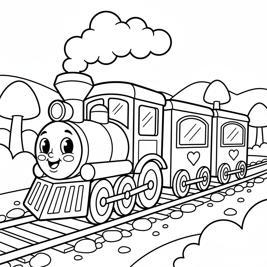 Train coloring page for everyone - Comic Book style
