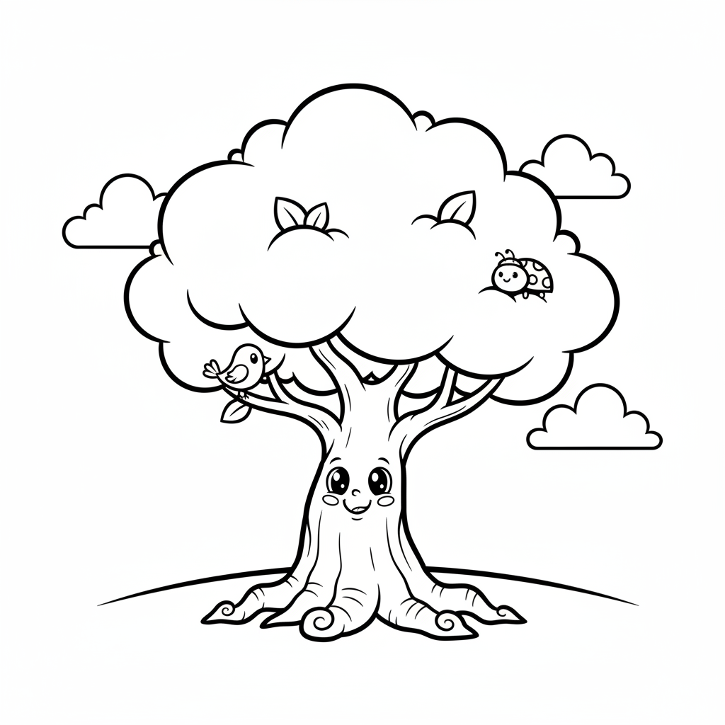 Tree coloring page for everyone - Comic Book style