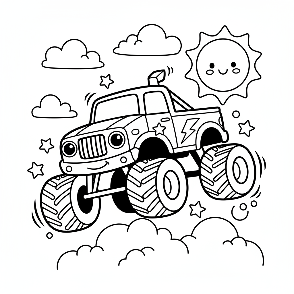 Truck coloring page for everyone - Comic Book style
